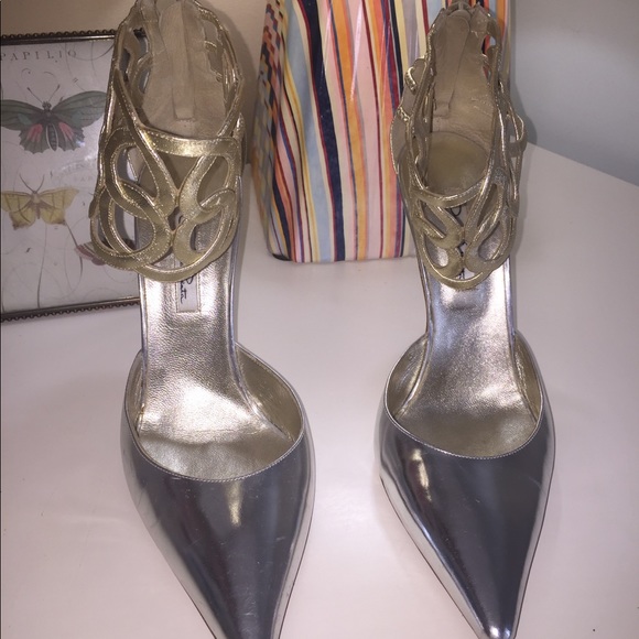 Oscar de La Renta Pumps metallic gold/ silver - Picture 2 of 6